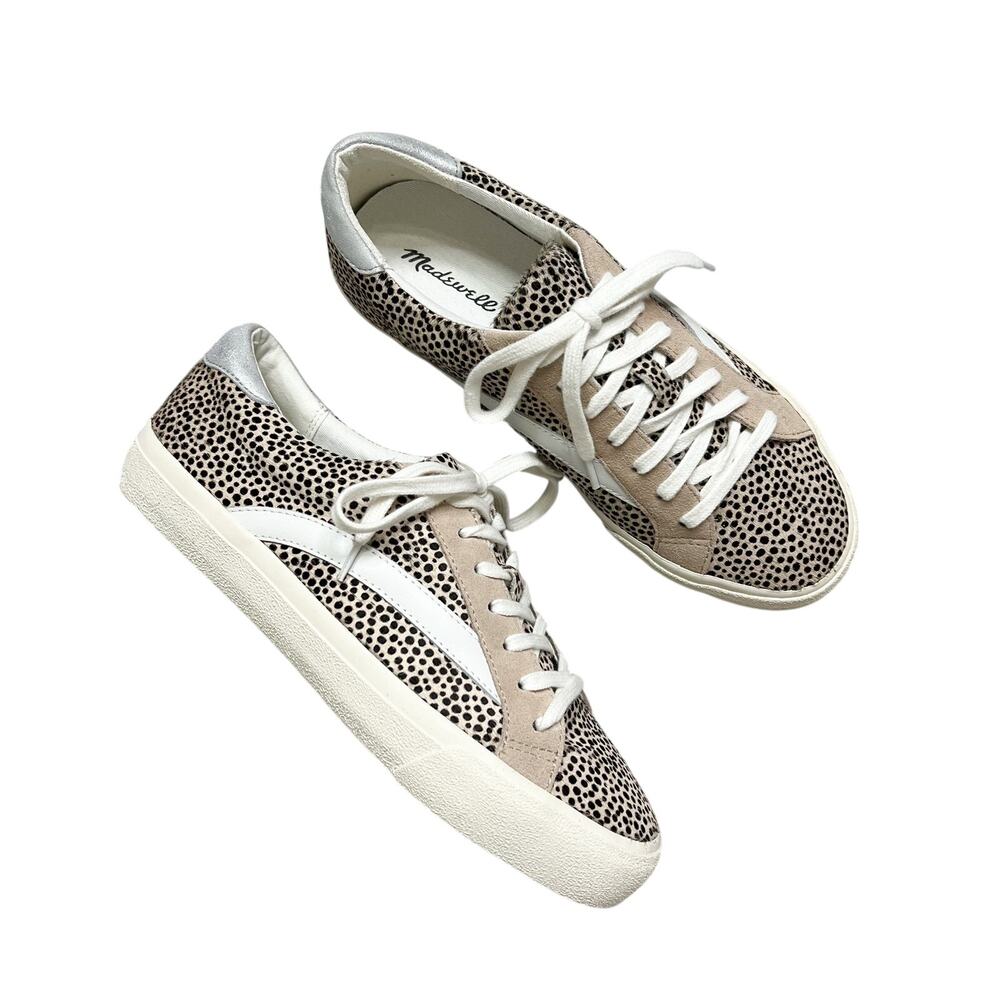 NEW Madewell | Sidewalk Low Top Sneakers Spotted Print Leather Shoes Size 8.5